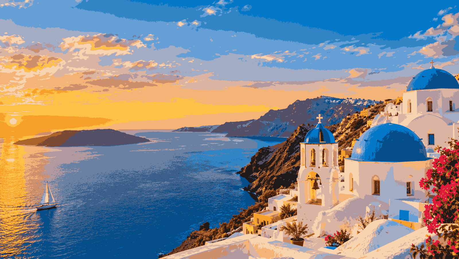 Santorini sunset over the azure sea — Easy Travel international holiday packages